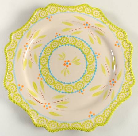 Old World Lime Green Scalloped Dinner Plate