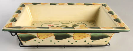 Birds of Paradise 14" Rectangular Baker W/Metal Stand