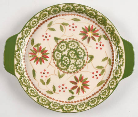 Old World Poinsettia 8" Round Lid-It (Trivet,Tray,Baker Lid)