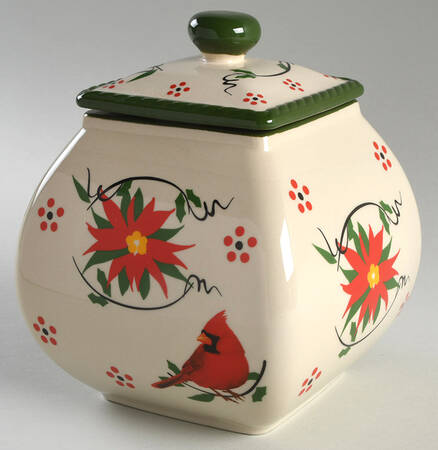 Old World Poinsettia Large Canister & Lid