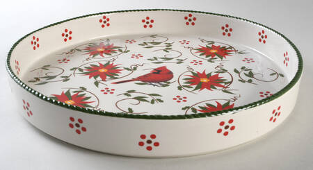 Old World Poinsettia 14" Deep Round Platter