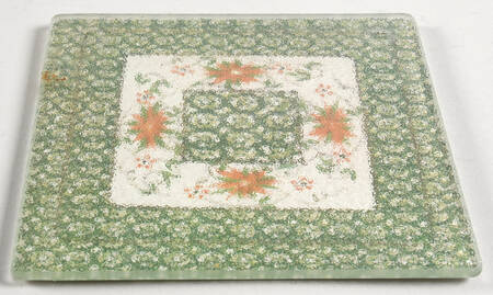 Old World Poinsettia 6" Glass Trivet for Square Baker
