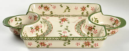 Old World Poinsettia Tray for (9 Pc) Beverage Set