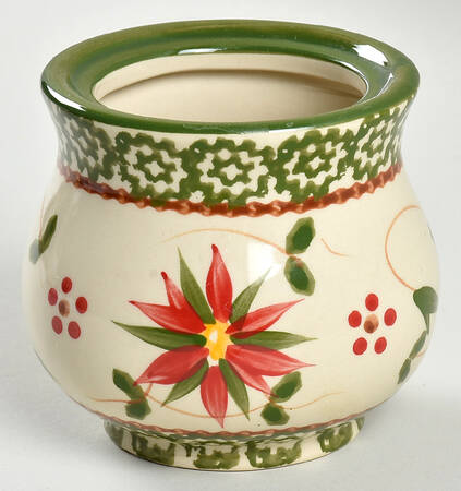 Old World Poinsettia Sugar Bowl No Lid