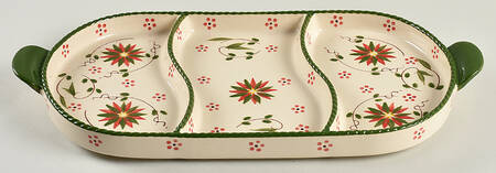 Old World Poinsettia 17" Divided Squoval Tab Handled Lid-It for 17" Squoval Tab Handled Baker