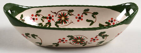 Old World Poinsettia 8" Oval Centerpiece