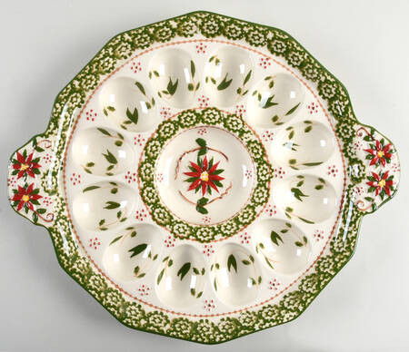 Old World Poinsettia Deviled Egg Plate