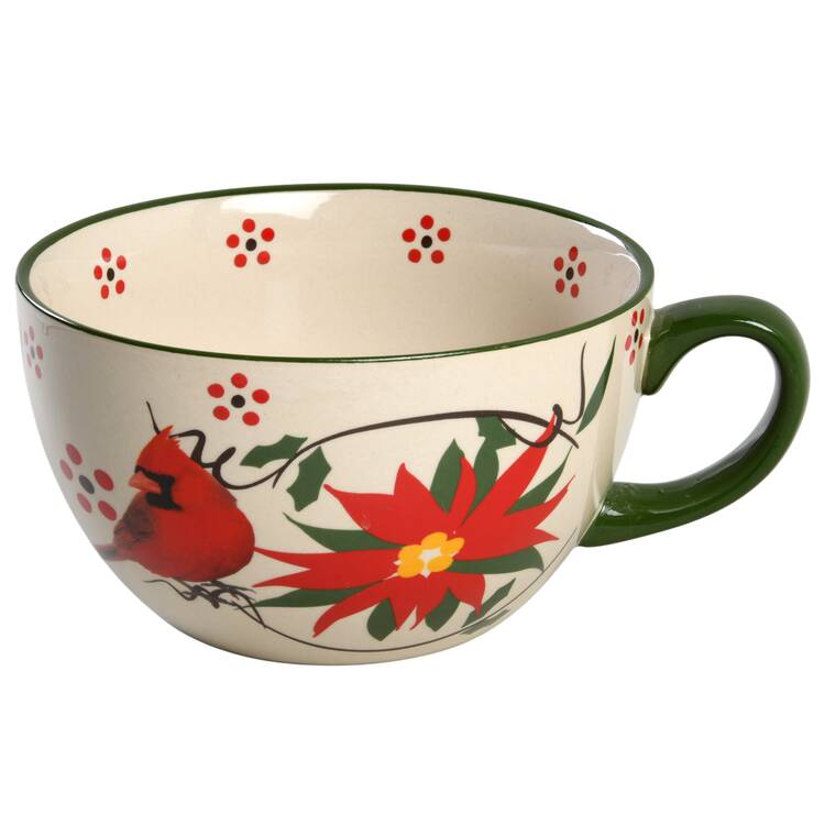 Old World Poinsettia Soup Mug No Lid-It