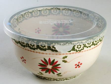 Old World Poinsettia 6" Mixing Bowl & Plastic Lid