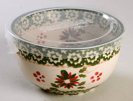 Old World Poinsettia 4" Mixing Bowl & Plastic Lid