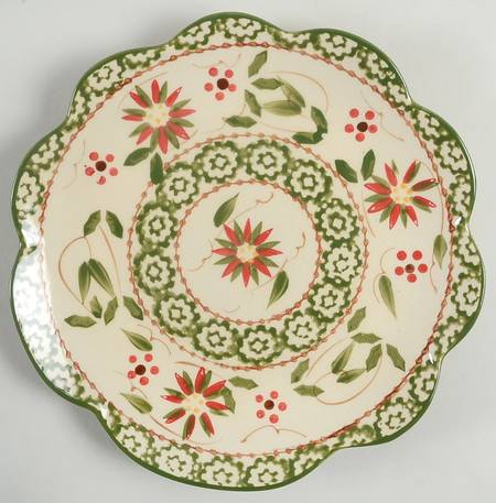 Old World Poinsettia Scalloped Salad Plate