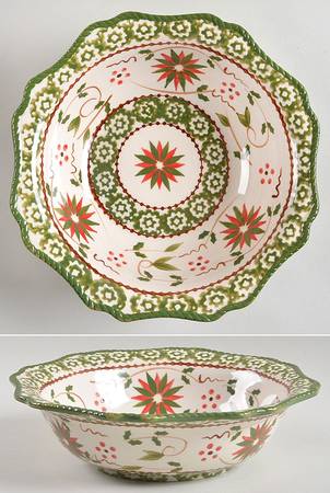 Old World Poinsettia Scalloped Soup/Cereal Bowl