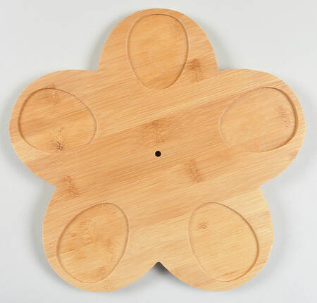 Floral Lace Firework Wood Handled Tray for Flower Shape Appetizer Set