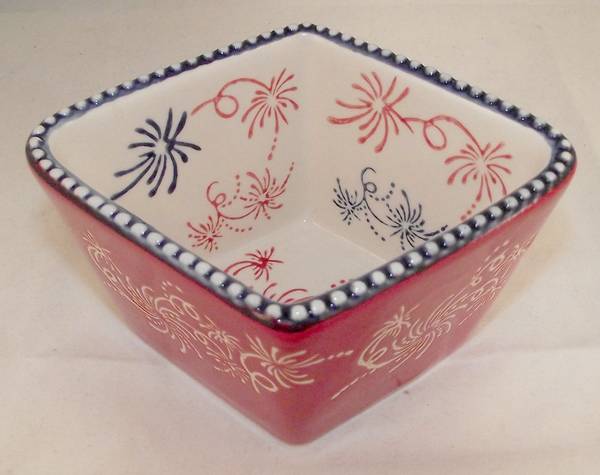 Floral Lace Firework 5" Square Vegetable Bowl