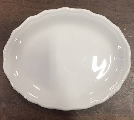 TEP34 (All White, Scalloped) 8" Oval Serving Platter
