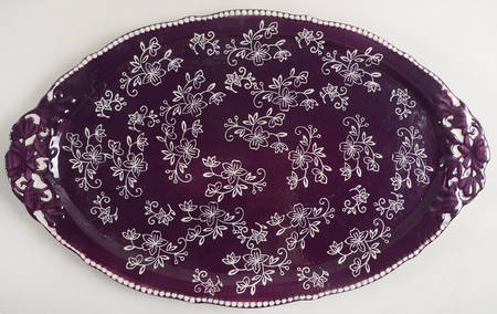 Floral Lace Eggplant 18" Oval Serving Platter