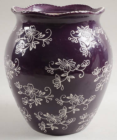 Floral Lace Eggplant Large Canister No Lid