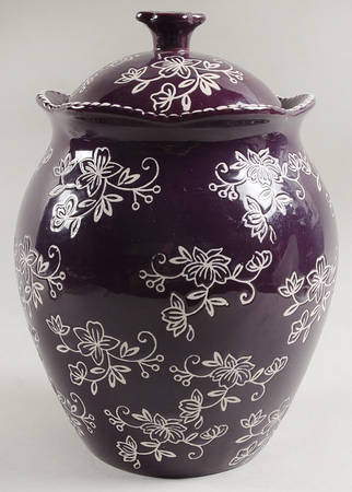 Floral Lace Eggplant Large Canister & Lid