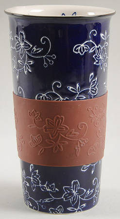 Floral Lace Eggplant Travel Tumbler No Lid