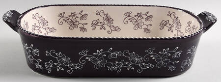 Floral Lace Eggplant 13" Oval Baker