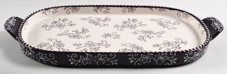Floral Lace Eggplant 13" Oval Lid-It (Trivet,Tray,Baker Lid)