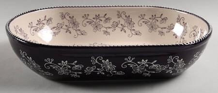 Floral Lace Eggplant 13" Oval Baker