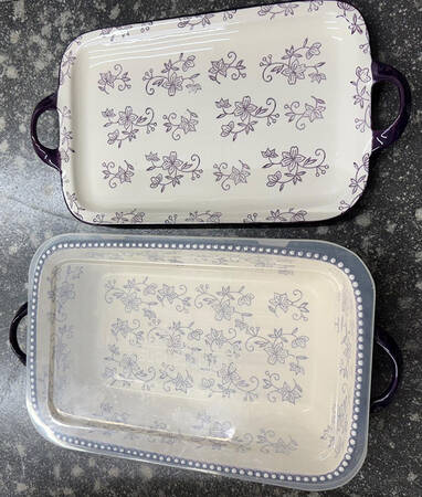 Floral Lace Eggplant 14" Handled Tray