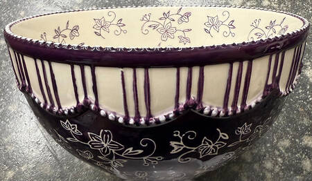 Floral Lace Eggplant 9" Mixing Bowl