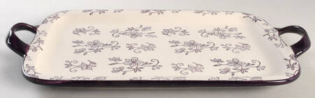 Floral Lace Eggplant 12" Handled Tray