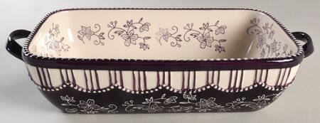 Floral Lace Eggplant 12" Rectangular Baker