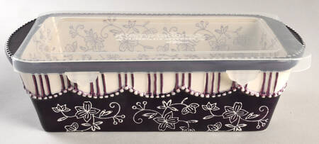 Floral Lace Eggplant Loaf Pan & Plastic Lid