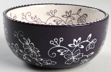 Floral Lace Eggplant Soup/Cereal Bowl