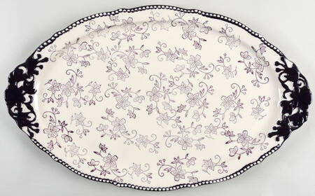 Floral Lace Eggplant 18" Oval Serving Platter