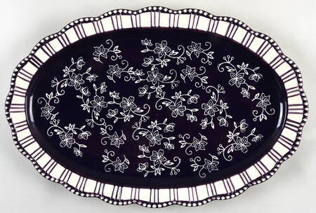 Floral Lace Eggplant 16" Oval Serving Platter