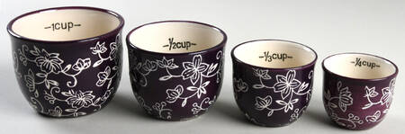 Floral Lace Eggplant Measuring Cup Set (1 Cup,1/2 Cup,1/3 Cup,1/4 Cup)