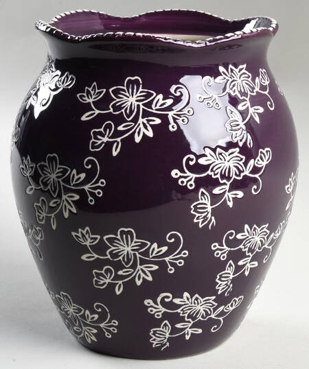 Floral Lace Eggplant Cookie Jar No Lid
