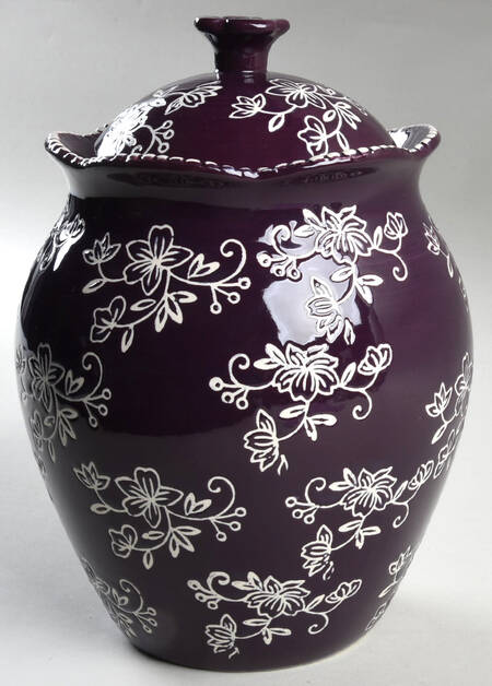 Floral Lace Eggplant Cookie Jar & Lid