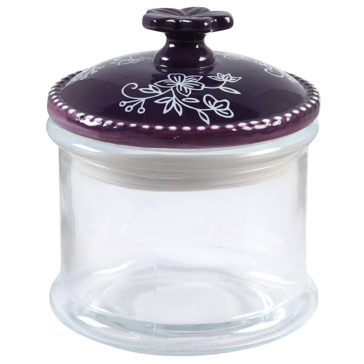 Floral Lace Eggplant Small Glassware Canister