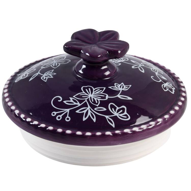 Floral Lace Eggplant Lid for Medium Glassware Canister
