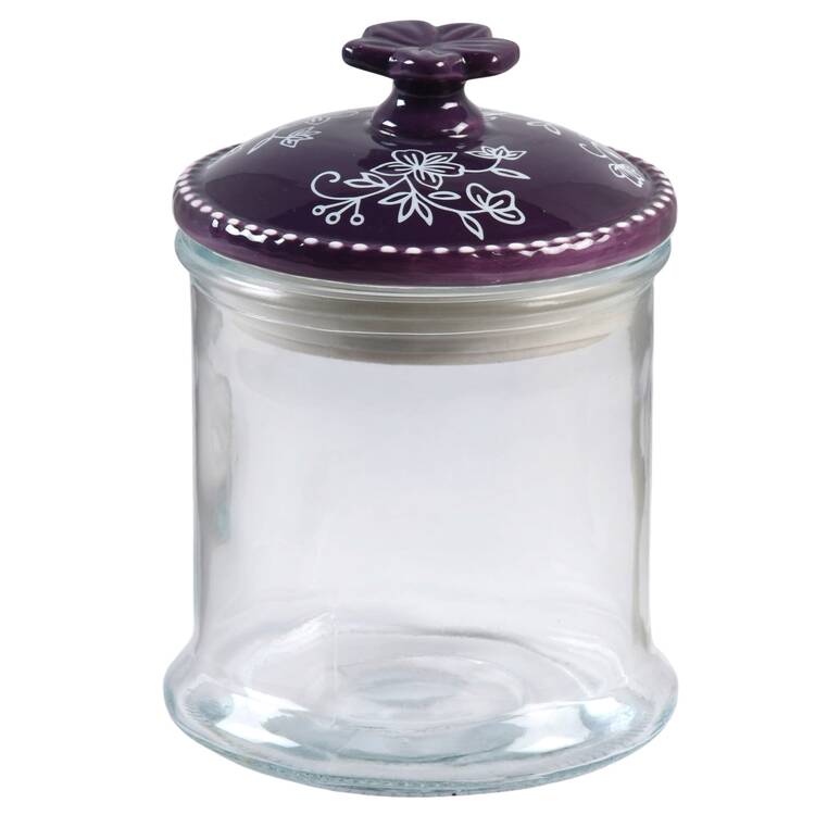 Floral Lace Eggplant Medium Glassware Canister