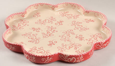 Floral Lace Romance 13" Scalloped Shallow Baker