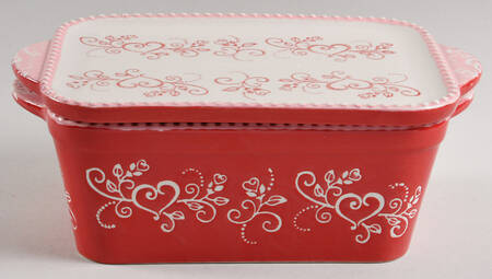 Floral Lace Romance 8" Rectangular Handled Baker & Lid-It (RBH8 & LIRBH8)