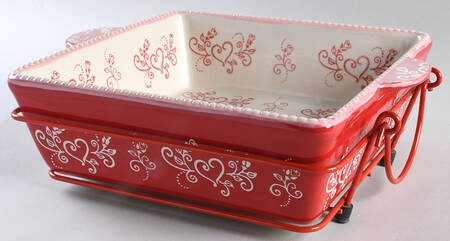 Floral Lace Romance 9" Square Baker & Metal Stand