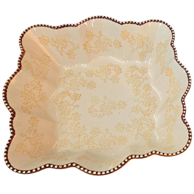 Floral Lace Fall 11" Square Scalloped Bowl
