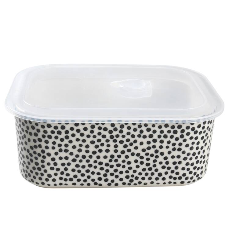 Polka Dot 8" Rectangular Baker & Plastic Lid