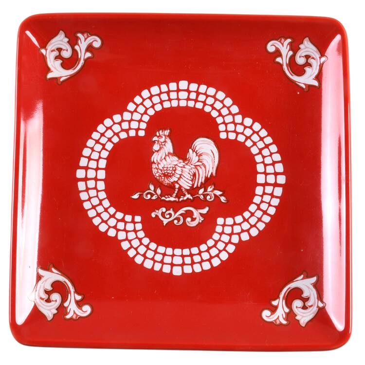 Doodle Doo Red Square Salad Plate