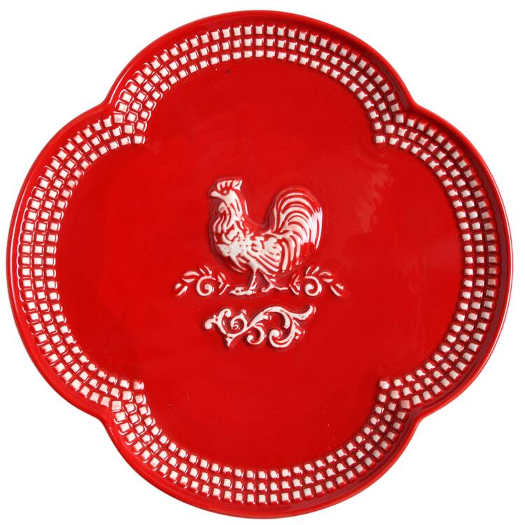 Doodle Doo Red Accent Salad Plate