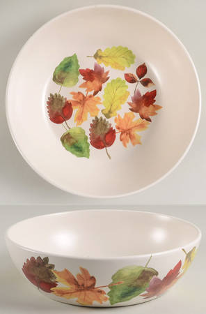Scattered Pumpkin Leaf 11" Round Serving Bowl