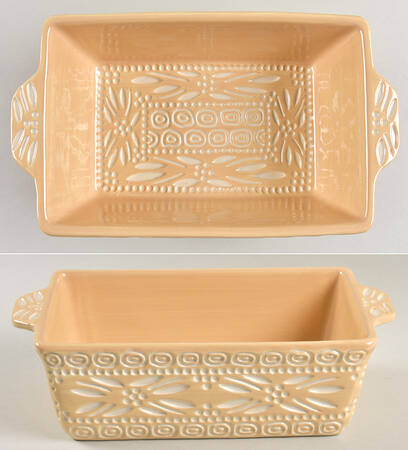 Carved Old World Yellow 10" Rectangular Baker