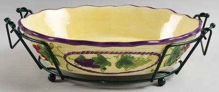 Fresh Crop 11" Oval Baker W/Metal Stand